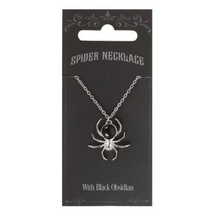 Black Obsidian Spider Pendant Necklace